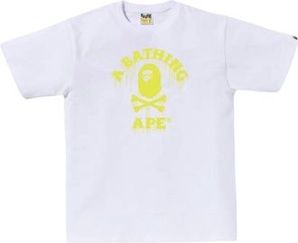 A Bathing Ape Drip Ape Crossbone College T-Shirt White 4K70-110-004-WHT