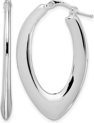 Diamond2Deal Sterling Silver Polished Oval Shape Hoop Earrings