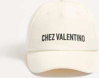 Valentino Garavani Baseball Cap Chez Valentino In Cotone Con Ricamo Uomo AVORIO 57