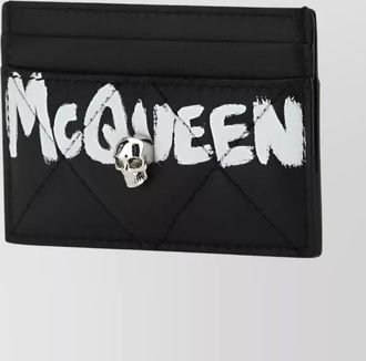 Alexander McQueen leather quilted logo-print card holder