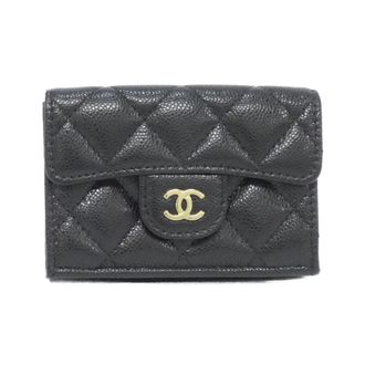 Chanel Black Bordeaux Grained Calfskin Wallet (Tri-Fold) (Pre-Owned)