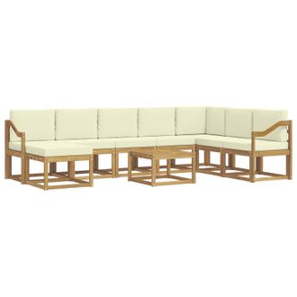 vidaXL Conjunto De Sof&aacute;s De Exterior Con Coj&iacute;n 9 Pcs Blanco Y Crema Vidaxl