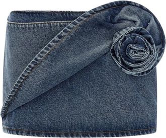 Magda Butrym Denim minirok met bloemenapplicaties - Dames - Spijkerrokken - Blauw - 2XS - Denim - Rokken