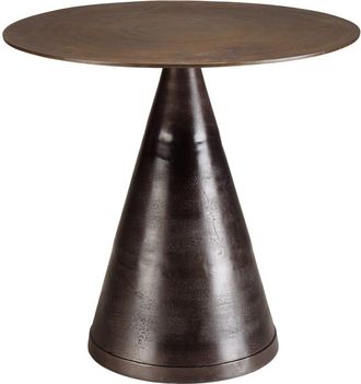 Macabane Mesa redonda de aluminio color lat&oacute;n y base c&oacute;nica de 80 cm