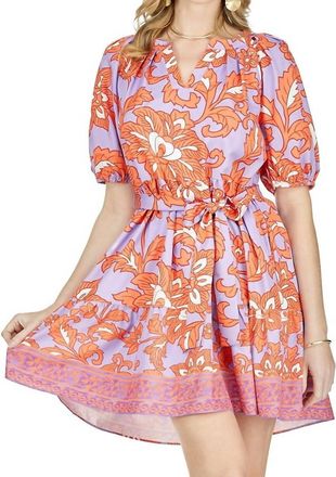 Jade Yoga Puff Sleeve Tiered Dress In Flowery Border