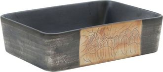 vidaXL Vidaxl - Lavabo Encimera Rectangular Cer&aacute;mica Negro Marr&oacute;n 46x35,5x13 Cm