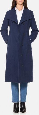 Norwegian Wool Longline City Virgin Wool Blend 752 Fill Power Down Waterproof Coat in Midblue at Nordstrom, Size Large