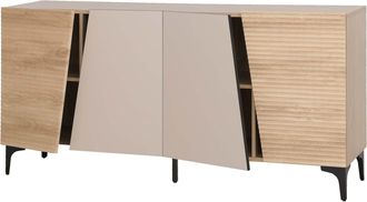 Hhg [nunca Usado] Aparador Hhg-014, C&oacute;moda Con Puertas Con Textura 3d Y Compartimentos De Almacenamiento, Mdf Melaminado, 80 X 160 X 42 Cm, Aspecto De Rob