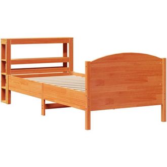 vidaXL Vidaxl - Cama Sin Colch&oacute;n Madera Maciza De Pino Marr&oacute;n Cera 100x200 Cm