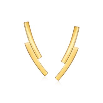RS Pure by Ross-Simons 14kt Yellow Gold Mini Double-Curve Ear Climbers