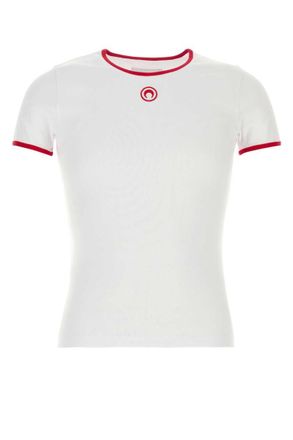 Marine Serre White Round Neck T-Shirt