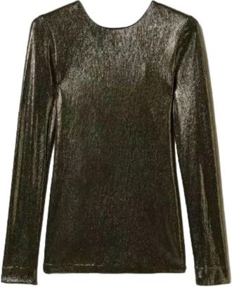 Twinset Gouden Folie Blouse met 3D-effect - Dames - Blouses - Geel - S - Overhemden