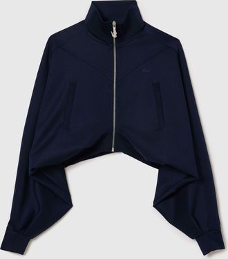 Lacoste Womens Lacoste Cropped Full-Zip Sweatshirt in Navy
