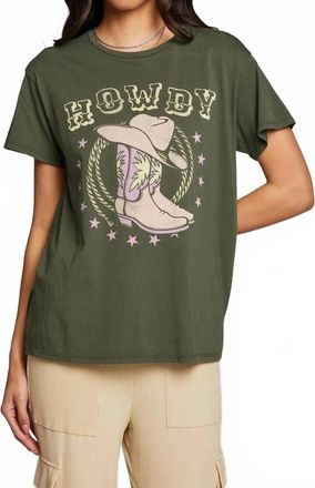 Chaser Howdy Boots Tee In Olive Green