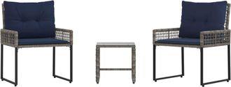 vidaXL Juego De Muebles De Exterior 3 Uds. Gris Y Marino Vidaxl