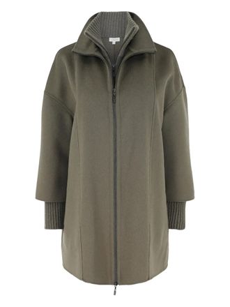 Kinross Cashmere knit-insert zip coat - women - Wool/Cashmere - M - Green