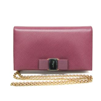 Ferragamo Vara Leather Chain/Shoulder Wallet (Pre-Owned)