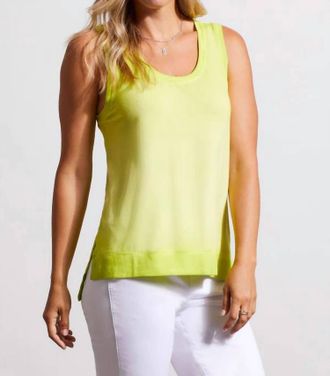 Tribal High-Low Tank Top In Lime Green