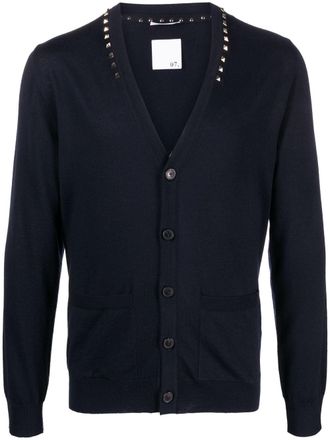 Valentino Garavani Rockstud-embellished wool cardigan - men - Virgin Wool - L - Blue