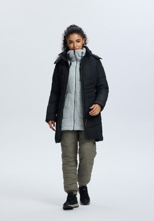 Icepeak Steppmantel ICEPEAK PAIVA, Damen, Gr. 36, basic schwarz, Obermaterial: 100% Polyester, M&auml;ntel Steppmantel, mit Daunenoptik, mit verstellbarer und abne