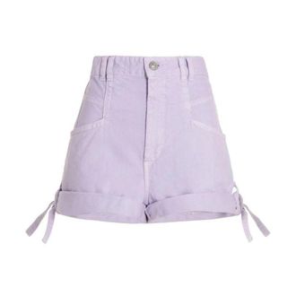 Isabel Marant High Waist Denim Shorts - female - Isabel Marant - Denim Shorts - Purple - XS - Shorts