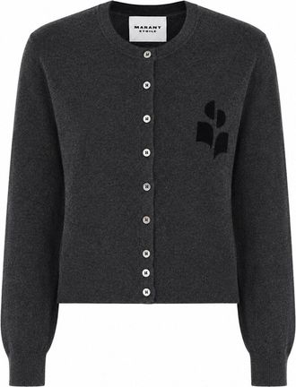 Isabel Marant Lona Cropped Button-Down Cotton-Wool Cardigan