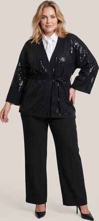 Mart Visser Layla Sequin Kimono Vest Zwart Maxi