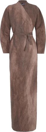 Cortana Rocco Wrap Jurk - Dames - Wikkelkleedje - Bruin - M - Wol - Kleedjes