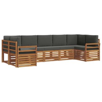 vidaXL Conjunto De Sof&aacute; Seccional Con Coj&iacute;n 7 Pcs Natural Y Antracita Vidaxl