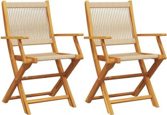 vidaXL Vidaxl - Sillas De Jard&iacute;n 2 Uds Madera Maciza Acacia Polipropileno Beige