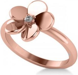 Allurez Diamond Flower Ladies Fashion Ring 14k Rose Gold (0.03ct)