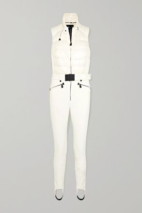 Moncler Tuta Da Sci Trapuntata Con Cintura - Bianco