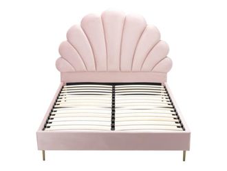 VENTE-UNIQUE.COM Base de cama terciopelo rosa 160 x 200 cm