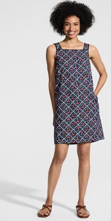 Lands End Linen Shift Above the Knee Dress in Cherries/deep Sea Navy Plaid at Nordstrom, Size X-Large