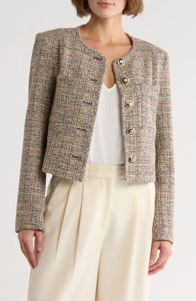 Amanda + Chelsea Lady Like Boucl&eacute; Jacket in Black/Camel at Nordstrom Rack, Size Medium