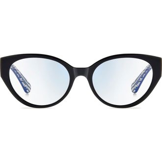 Kate Spade New York 53mm Reading Glasses in Black/Blue As at Nordstrom, Size +0.00