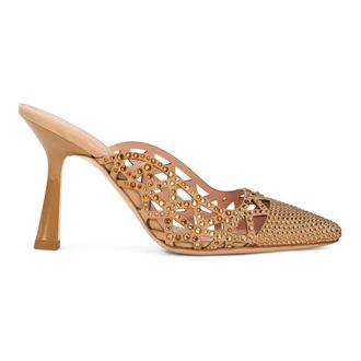 Alberta Ferretti Alberta Ferretti, Heeled Mules, female, Beige, Size: 7 US Pointed Stiletto Heel