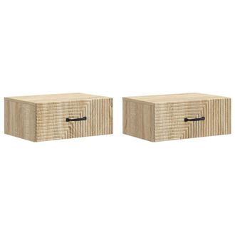 vidaXL Mesita De Noche De Pared 2 Pcs Roble Sonoma 49 X 34,5 X 20 Cm Vidaxl