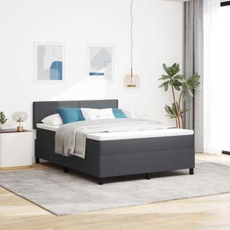 vidaXL Cama Tipo Box Spring Gris Oscuro Y Blanco 203 X 160 X 88 Cm Vidaxl