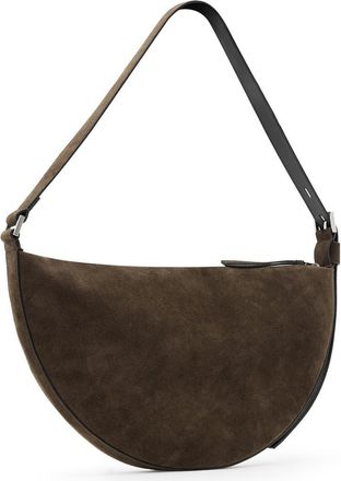 AllSaints Half Moon Suede Shoulder Bag in Fango Brown at Nordstrom