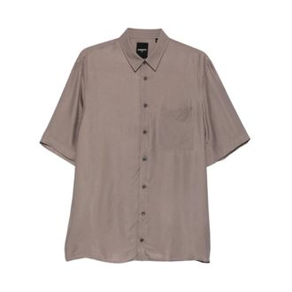 Patrizia Pepe Short Sleeve Shirt - Heren - Korte mouwen Overhemden - Grijs - 2XL - Overhemden