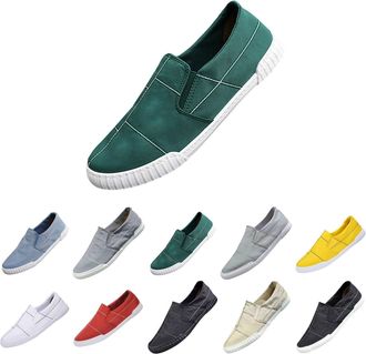 Generic Mens Low-Top Canvas Shoes Breathable Loafer Flat Slip On Slippers Trainers Hands-Free Comfortable Walking Shoes Outdoor Casual Hiking Shoes Soft Comfo
