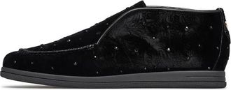 Loriblu Crystals Embellished Velvet Loafers - Dames - Enkellaarsjes - Zwart - 36 EU - Leer - Schoenen
