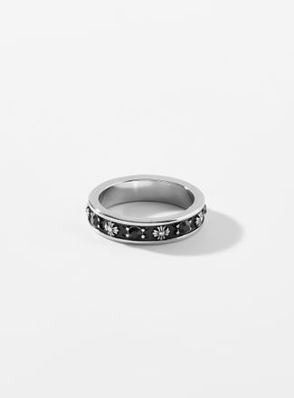 Le 31 Mens Black stone and mini-cross ring