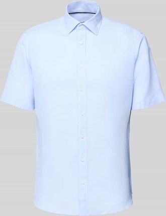 Jake*s Slim Fit Leinenhemd mit Knopfleiste in Hellblau, Größe XL