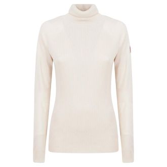 Moncler Su&eacute;ter de cuello alto en mezcla de lana - Knitwear - Mujer - Beige - L