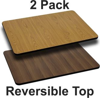 Flash Furniture 2 Pk. 30 x 48 Rectangular Table Top with Natural or Walnut Reversible Top