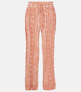 Anna Kosturova Crochet cotton wide-leg pants