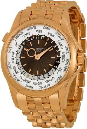 Patek Philippe Pre-owned Patek Philippe World Time GMT Brown Dial Mens Watch 5130/1r-011
