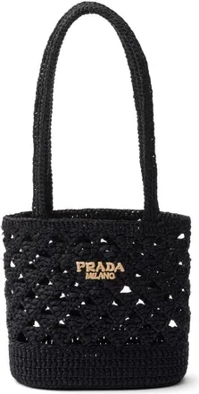 Prada Logo-embroidered Crochet Shoulder Bag
